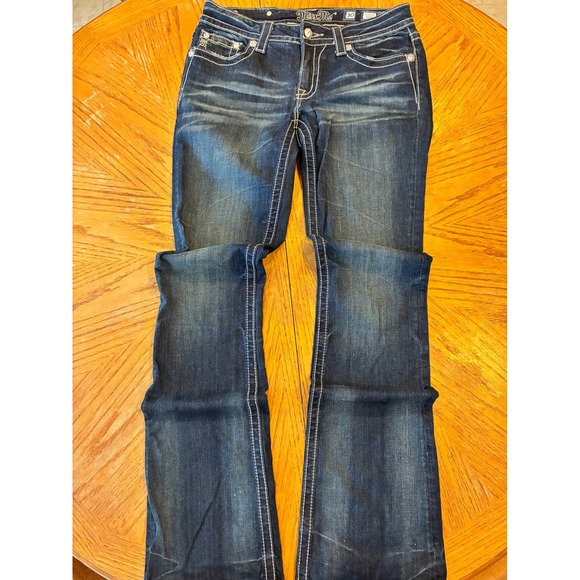 Miss Me Denim - Miss Me Bootcut Jeans Dark Wash Fleur De Lis Embellished JP5832B Size 30